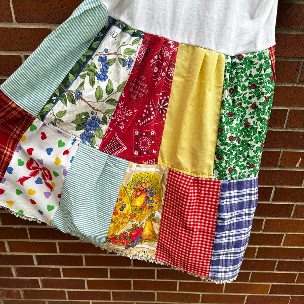Handmade Reworked Vintage Ringer Rolling Rock T-Shirt Patchwork Dress M/L - Picture 2 of 6